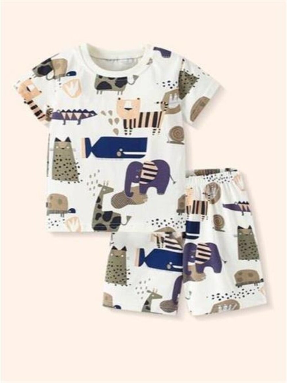 Children's Animal Print Short Sleeve Tee and Shorts Set
